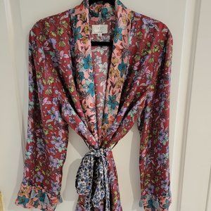 Johnny Was Silk Smoking Jacket/Kimono  XL size  NWOT